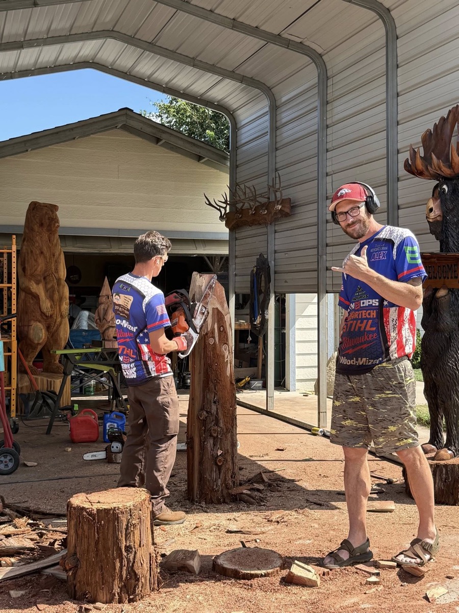 Alex Ward and TJ of Cedar Valley Carvings