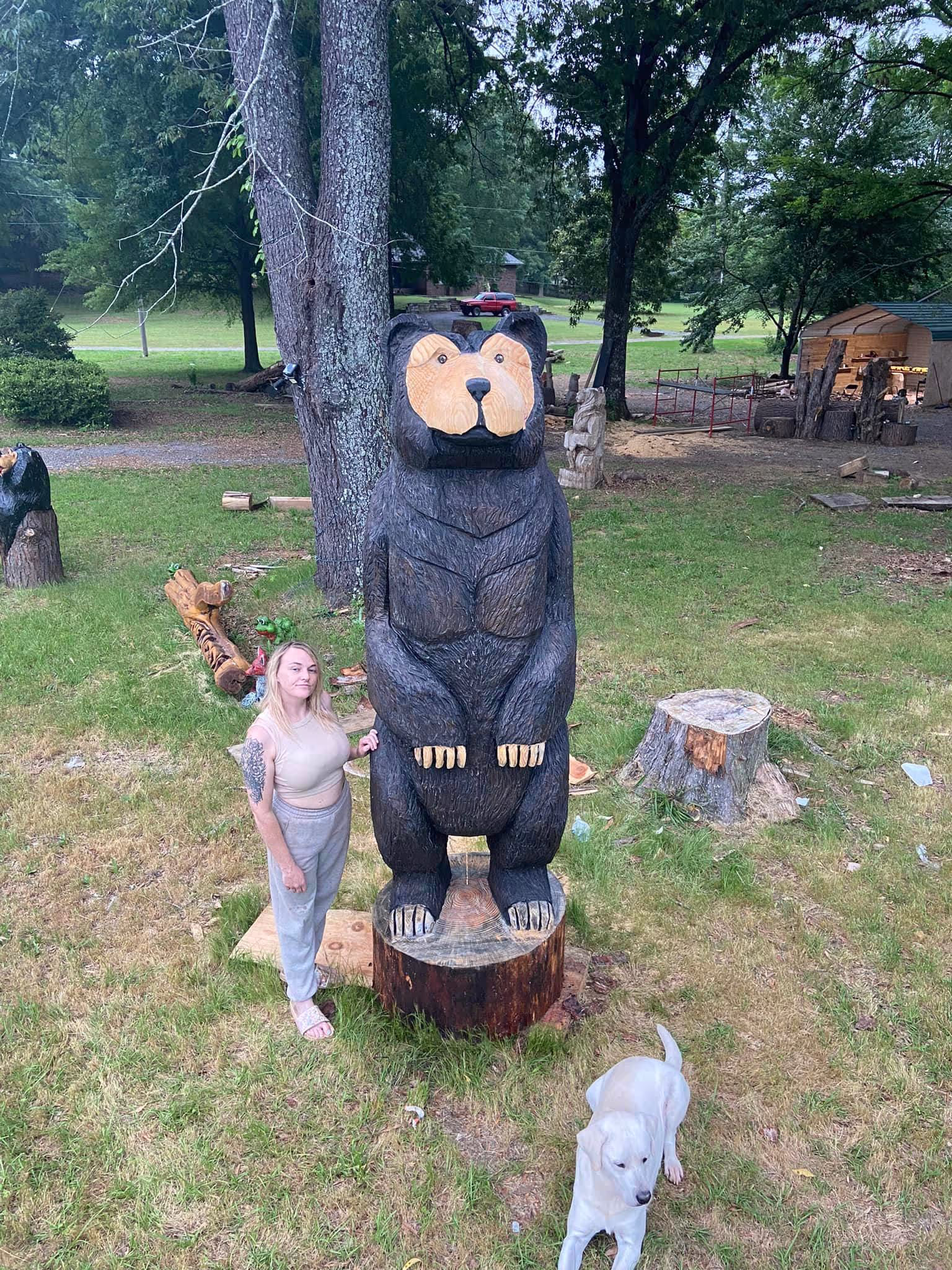 Large custom carved cedar bear