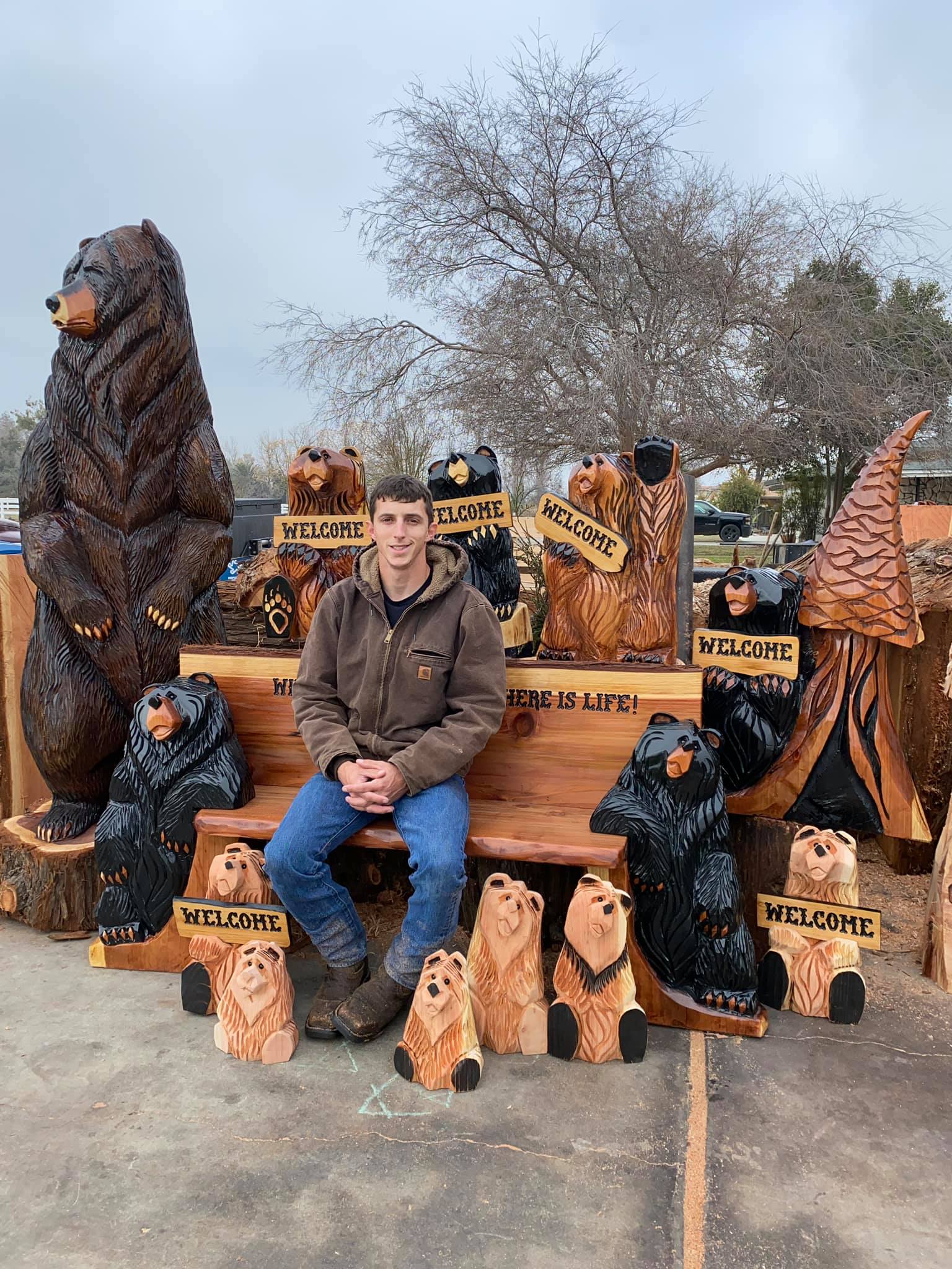 Custom carved cedar bear