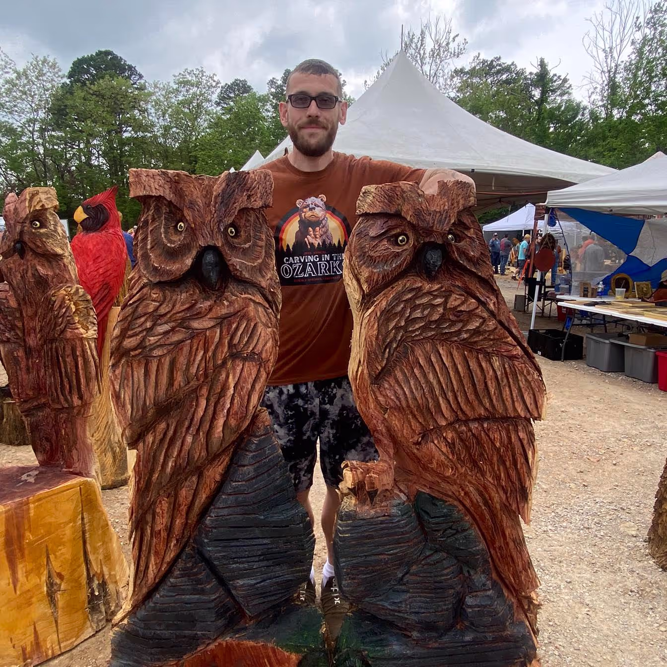 Carved owl chainsaw art