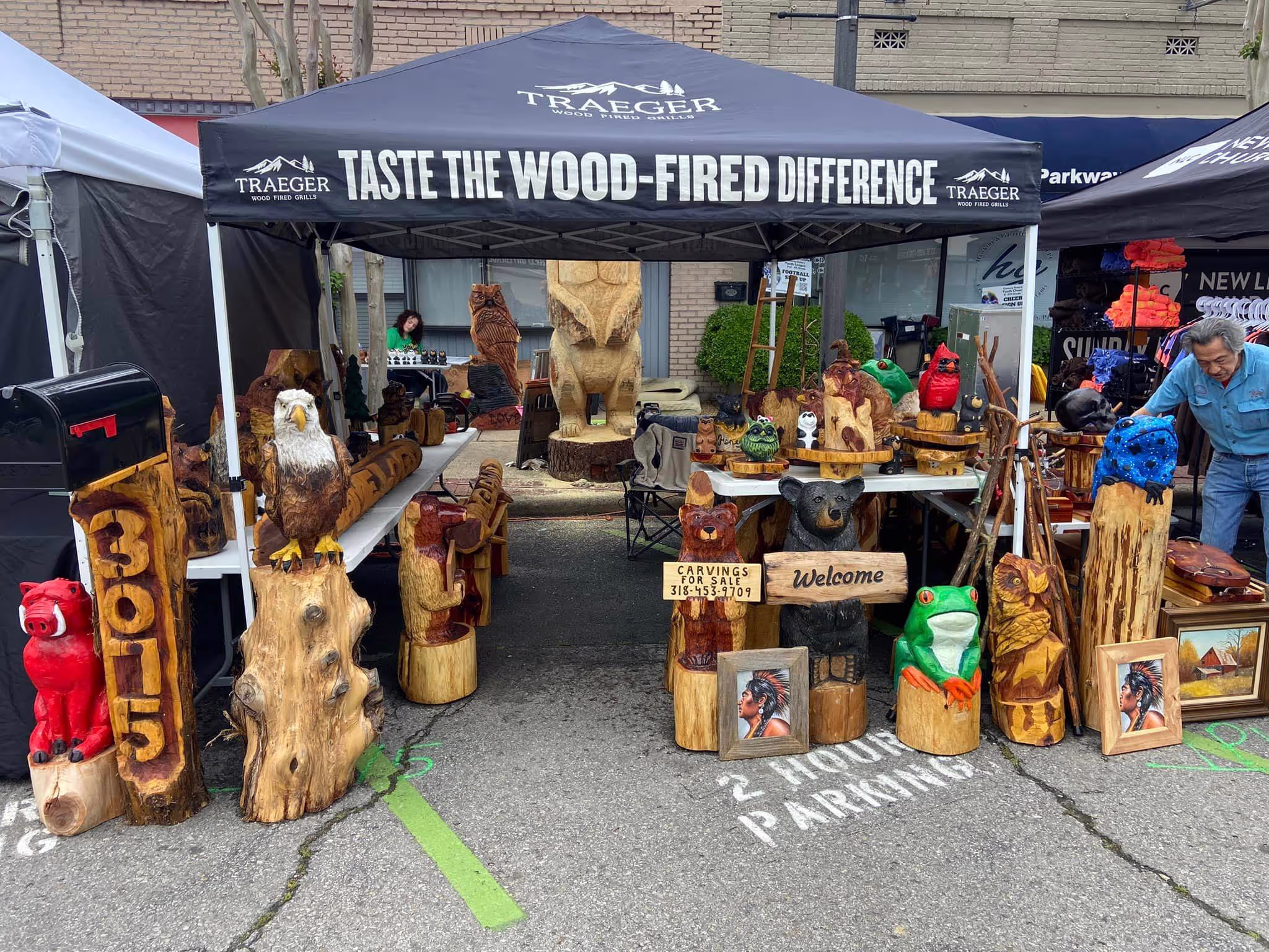 Variety of custom chainsaw wood carvings by Cedar Valley Carvings
